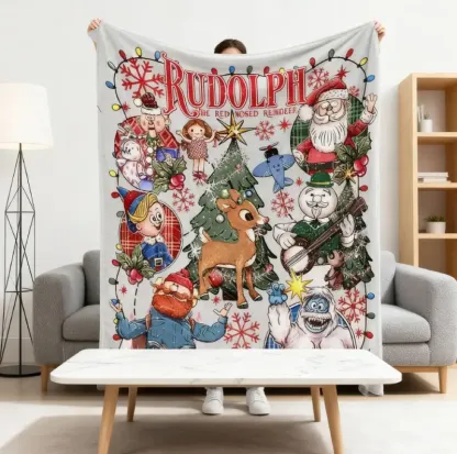 Rudolph the Red - Nosed Reindeer Christmas - Themed Blanket| Sofa Binging Throw, AC Home Blanket