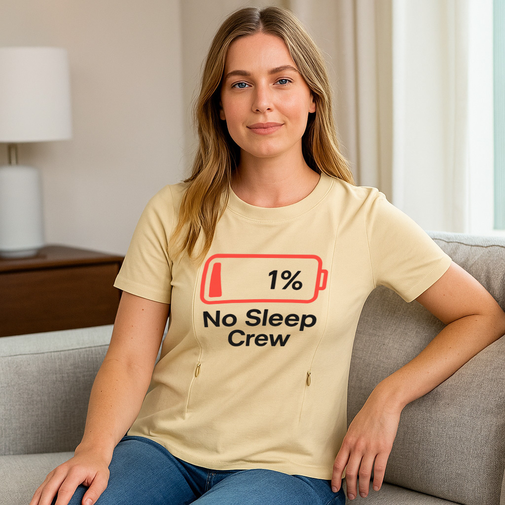 Postpartum Nursing Top | No Sleep Crew Slogan | 95% Cotton