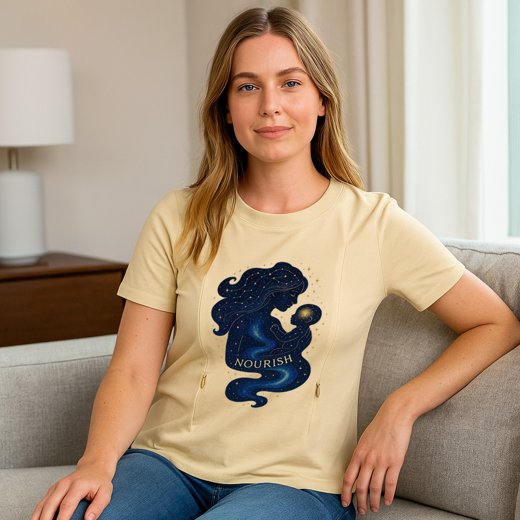 Cotton Breastfeeding T-Shirt with Zippers | The Nourish Tee