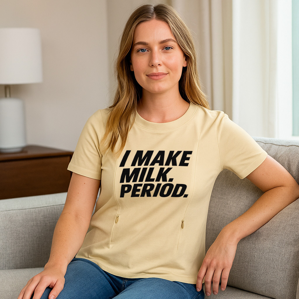 Cotton Nursing T-Shirt | Funny "I Make Milk" Slogan | T | brand