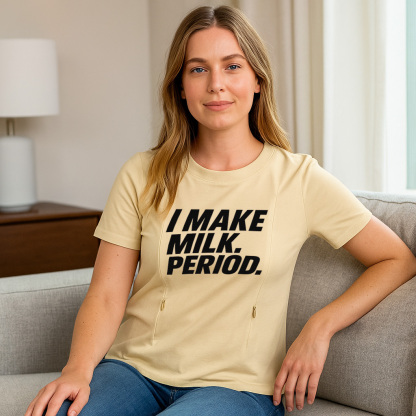 Cotton Nursing T-Shirt | Funny "I Make Milk" Slogan | T | brand