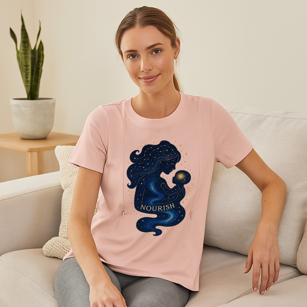 Cotton Breastfeeding T-Shirt with Zippers | The Nourish Tee