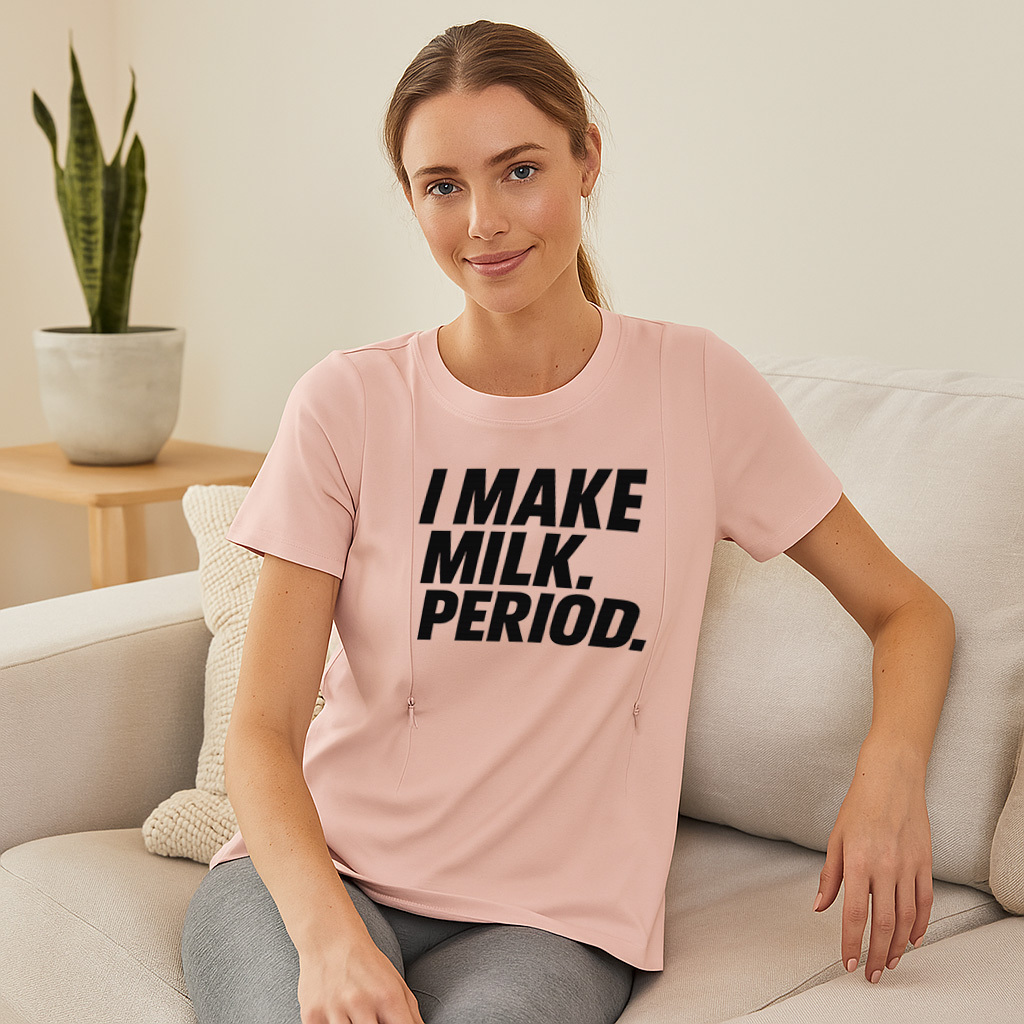 Cotton Nursing T-Shirt | Funny "I Make Milk" Slogan | T | brand