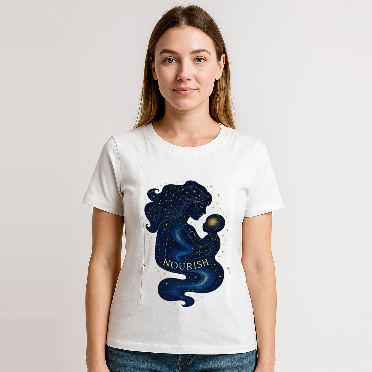 Cotton Breastfeeding T-Shirt with Zippers | The Nourish Tee
