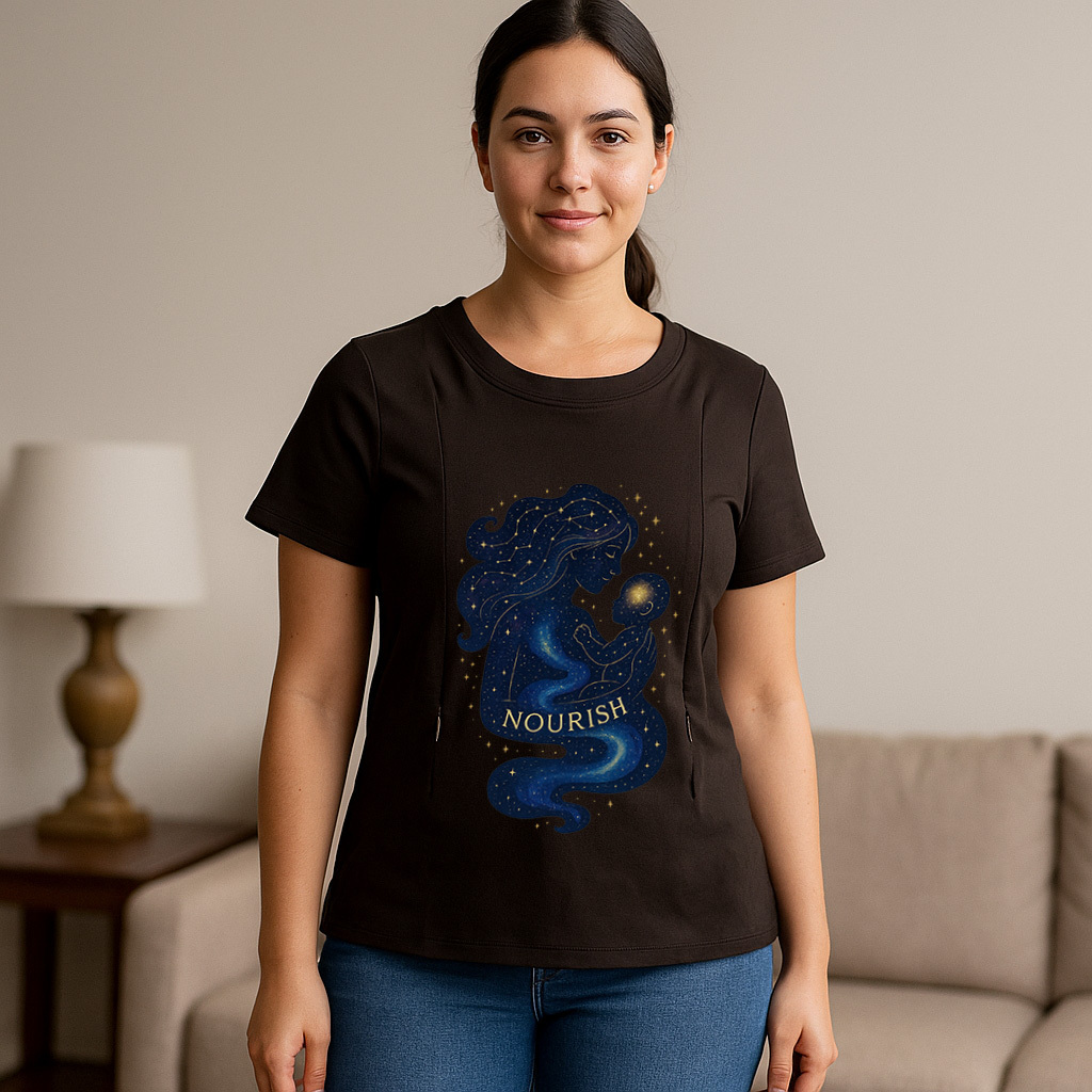 Cotton Breastfeeding T-Shirt with Zippers | The Nourish Tee
