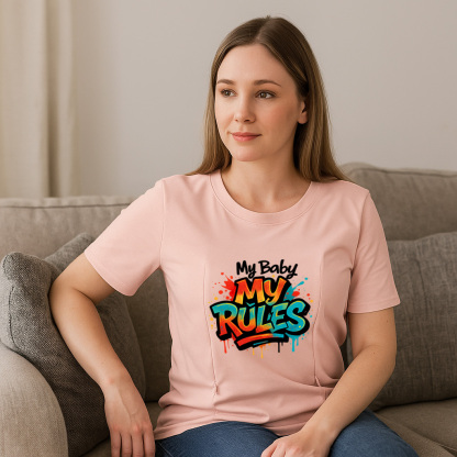 Cotton Nursing Top | "My Baby My Rules" | Easy Zipper Access