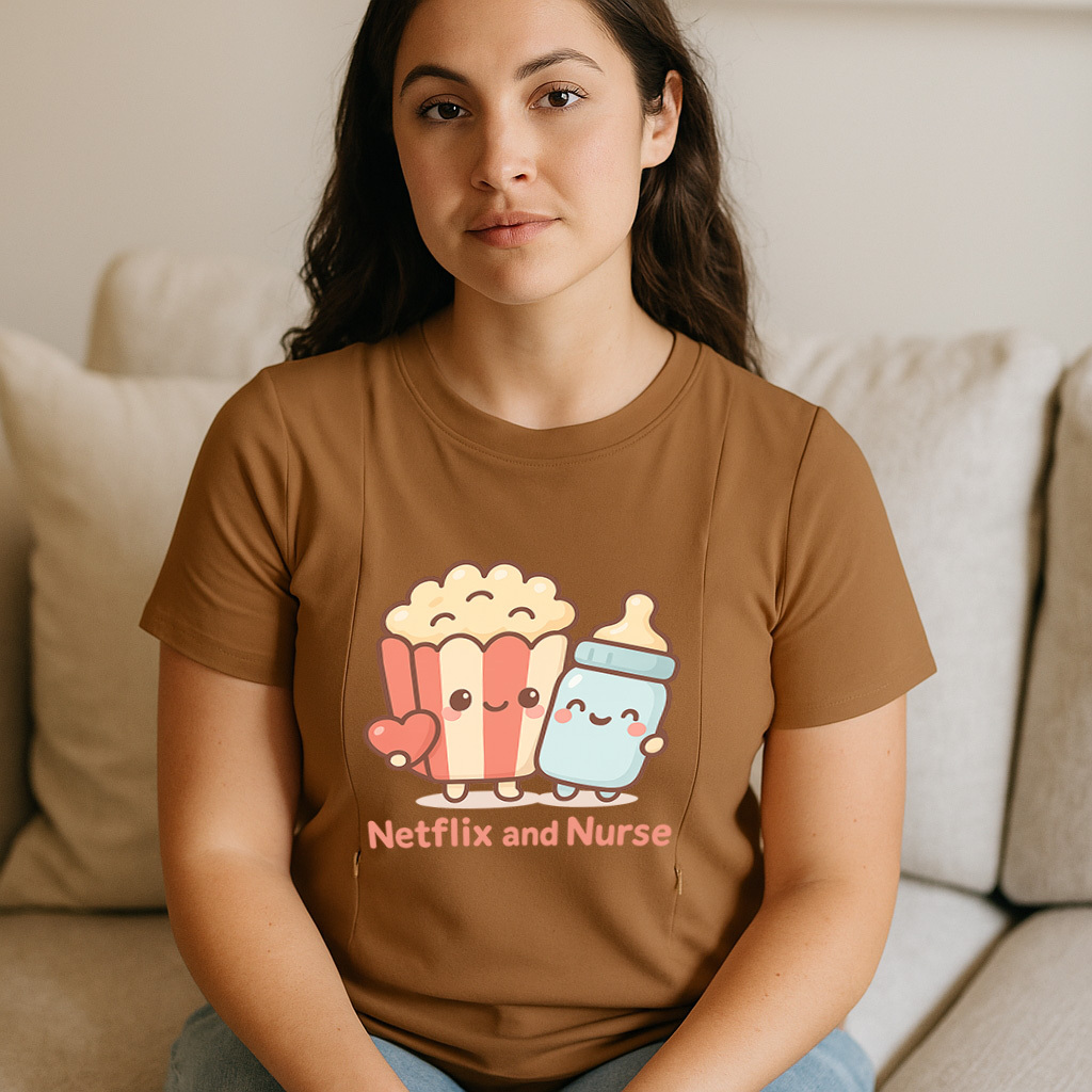 Netflix and Nurse Tee for Moms | Discreet Zipper for Ea | brand