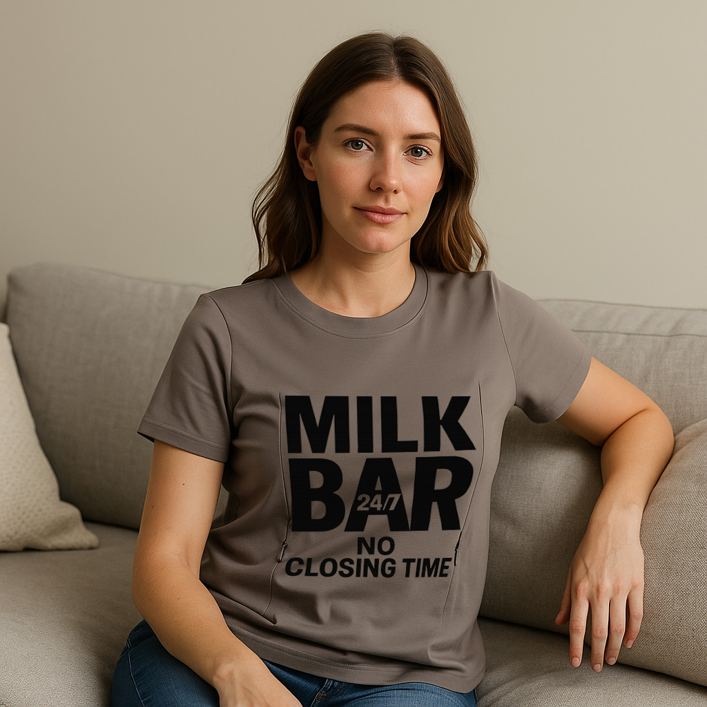 Postpartum T-Shirt for Nursing | 24/7 Milk Bar | Zipper | brand