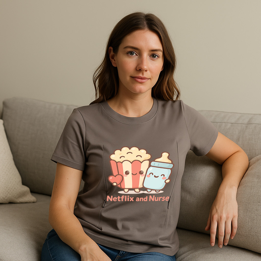 Netflix and Nurse Tee for Moms | Discreet Zipper for Ea | brand