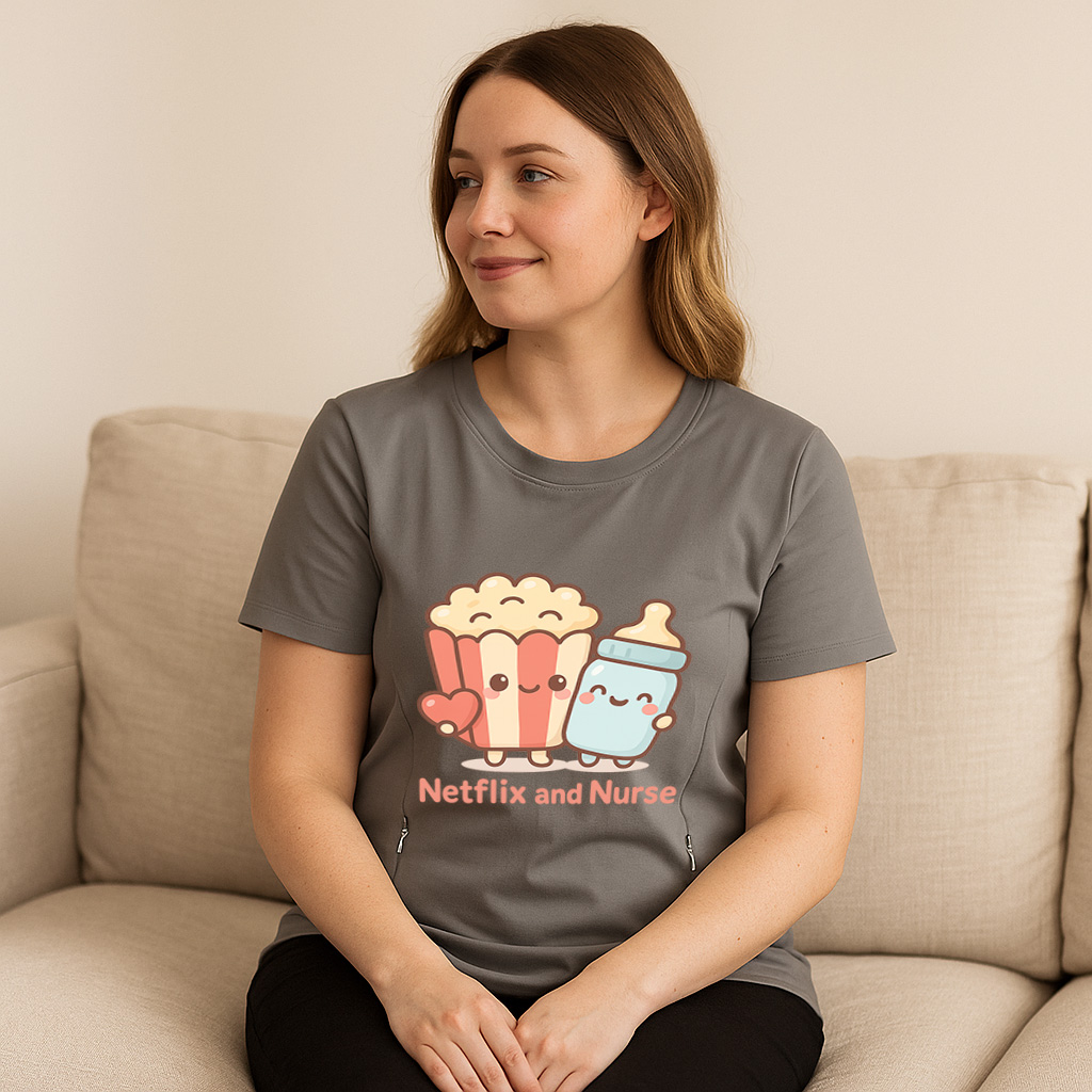 Netflix and Nurse Tee for Moms | Discreet Zipper for Ea | brand