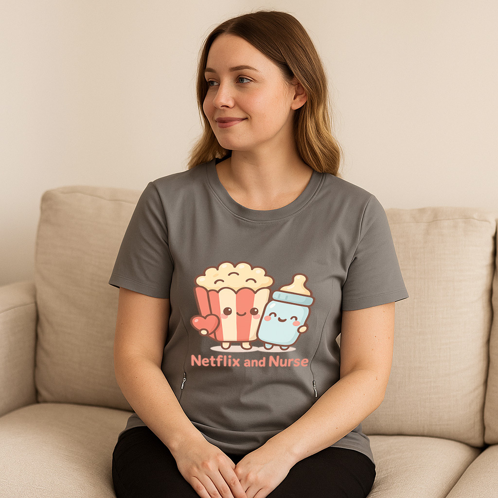 Netflix and Nurse Tee for Moms | Discreet Zipper for Ea | brand