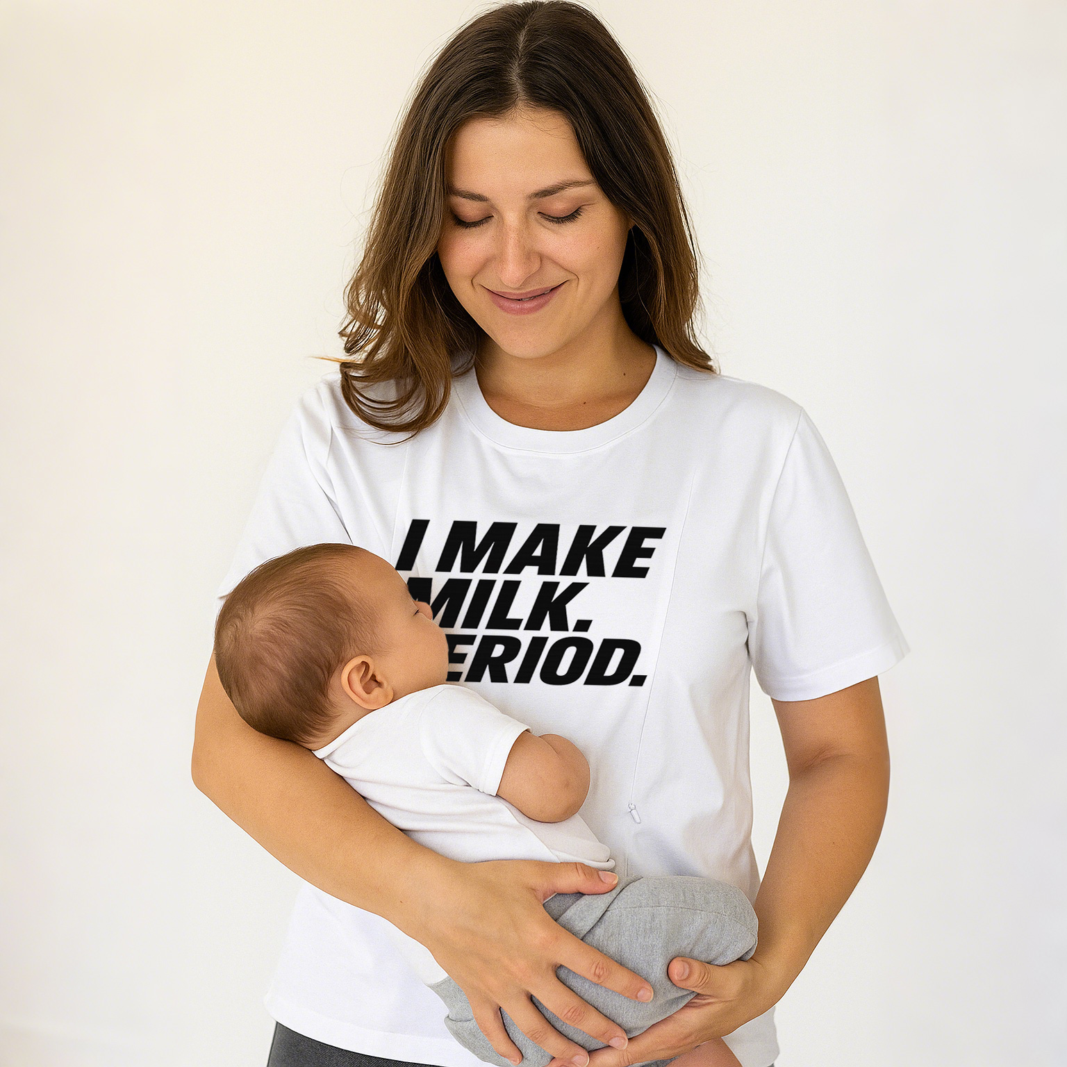 Cotton Nursing T-Shirt | Funny "I Make Milk" Slogan | T | brand