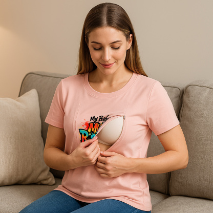Cotton Nursing Top | "My Baby My Rules" | Easy Zipper Access