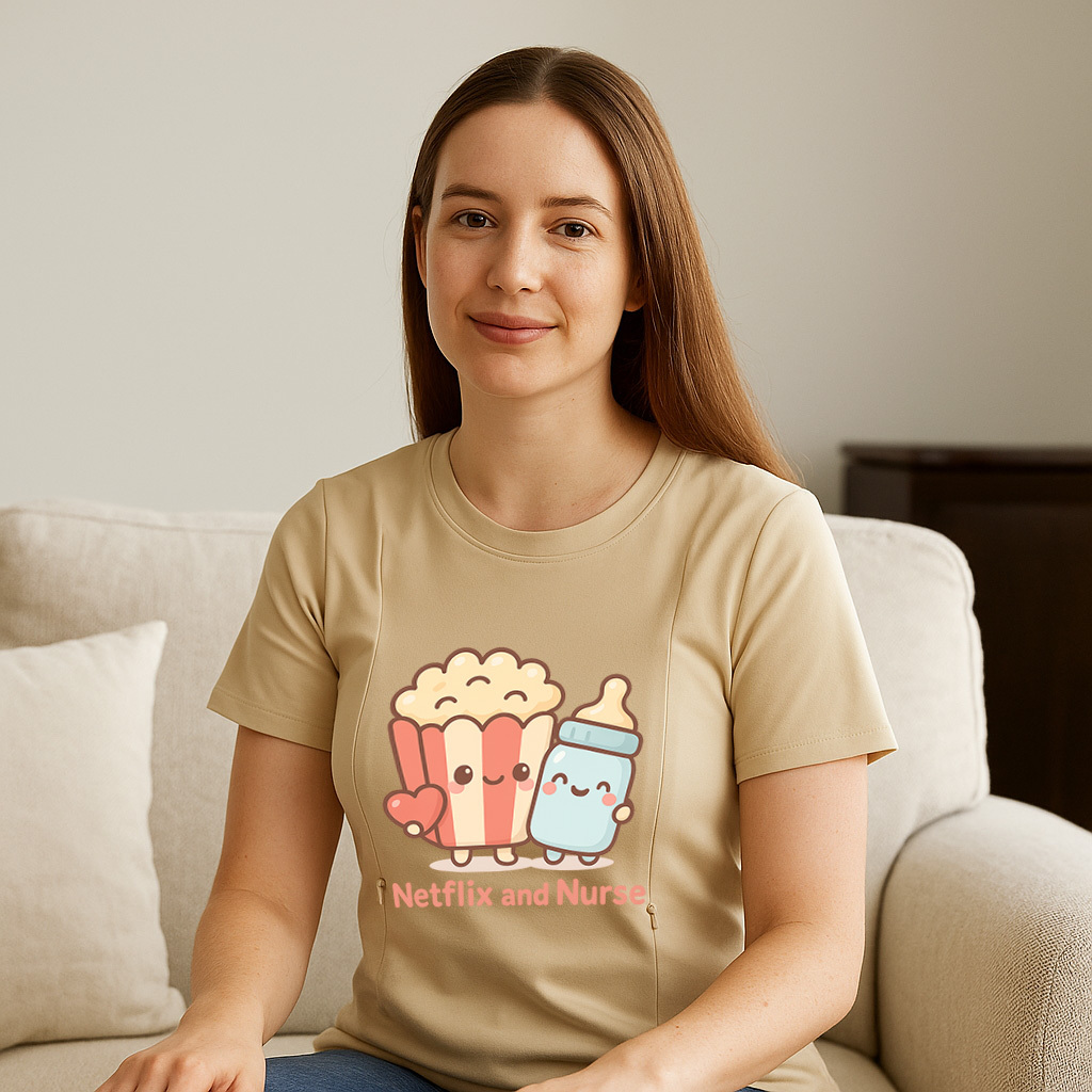 Netflix and Nurse Tee for Moms | Discreet Zipper for Ea | brand