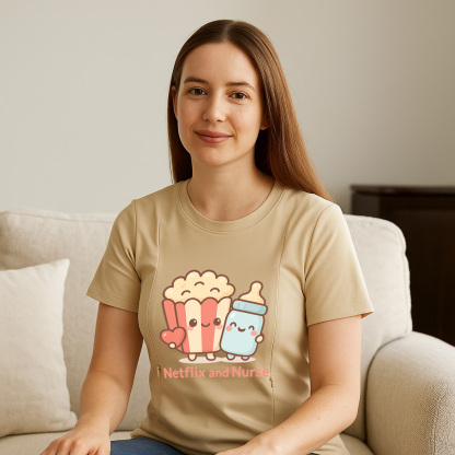 Netflix and Nurse Tee for Moms | Discreet Zipper for Ea | brand