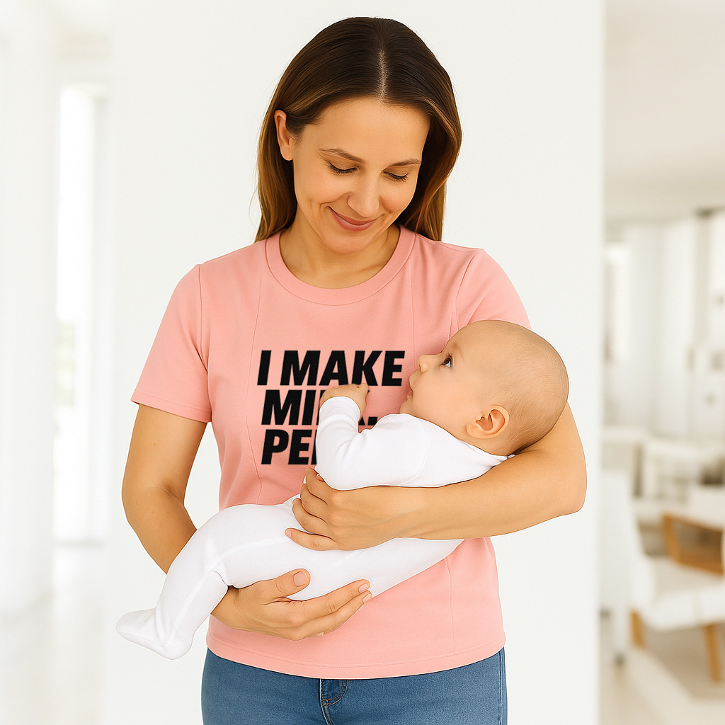 Cotton Nursing T-Shirt | Funny "I Make Milk" Slogan | T | brand