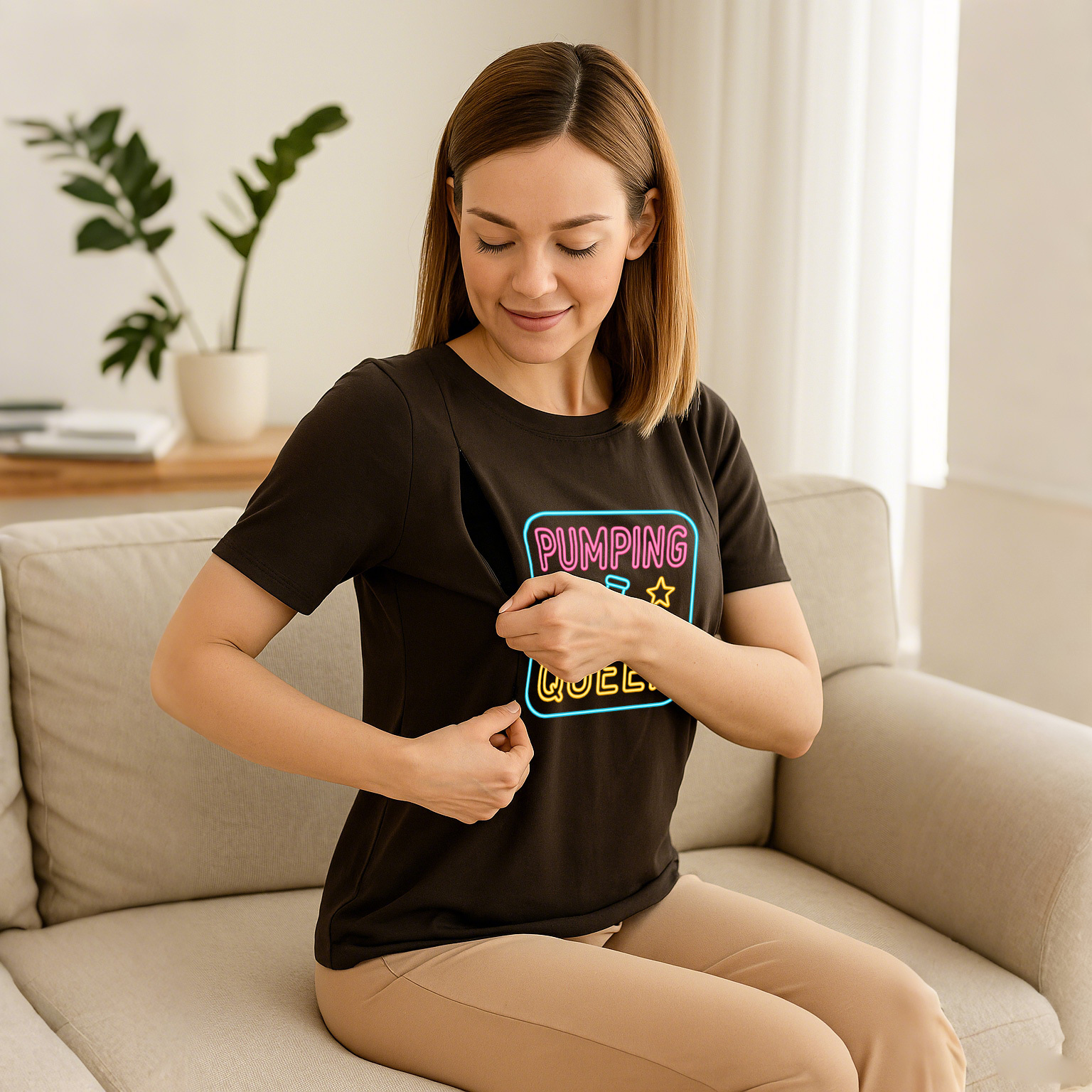 Postpartum Pumping Top | Pumping Queen Slogan | 95% Cotton