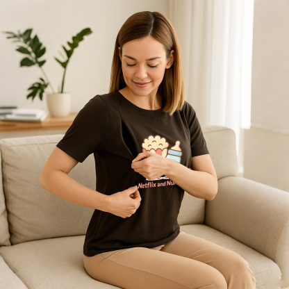 Netflix and Nurse Tee for Moms | Discreet Zipper for Ea | brand