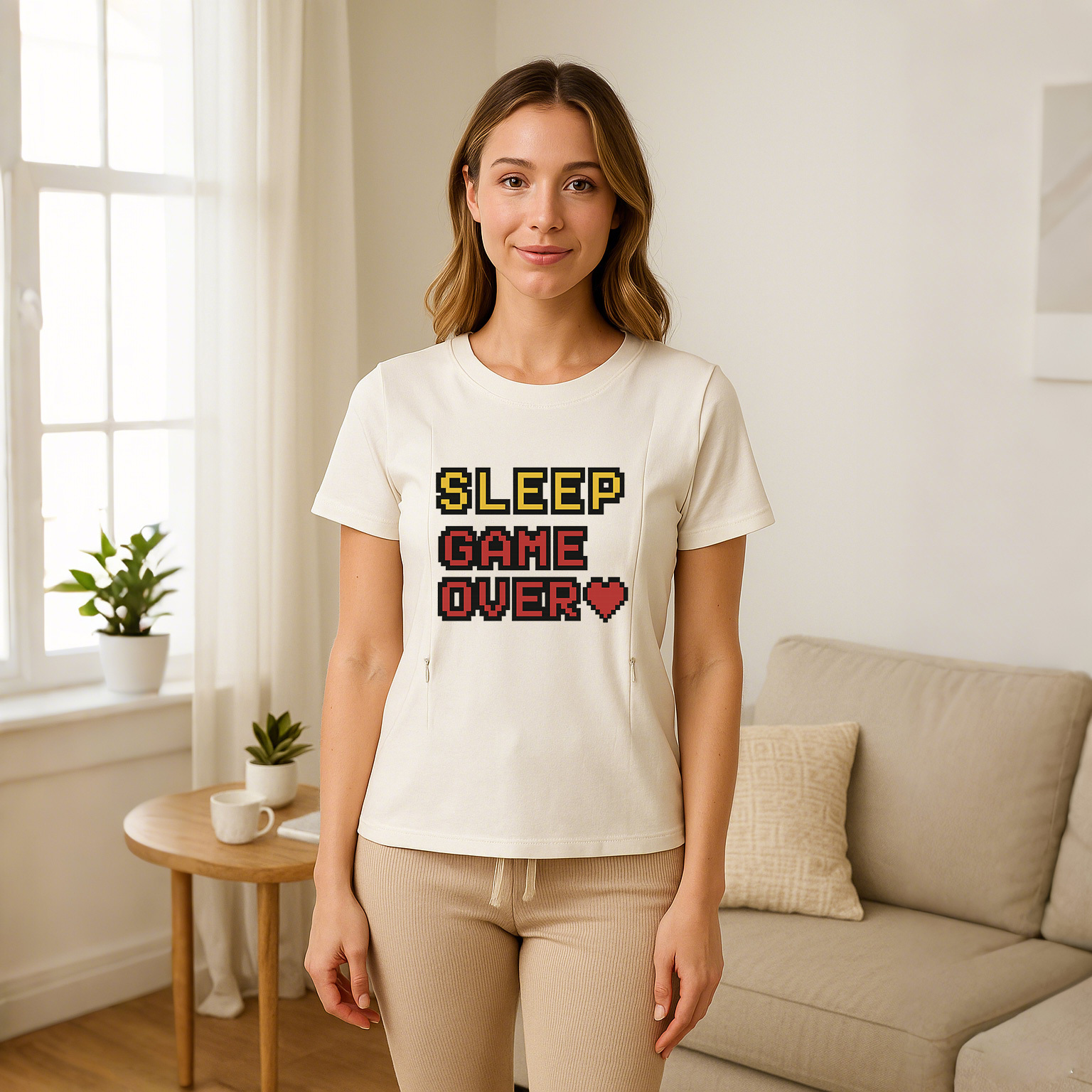 Funny Postpartum Shirt | Zipper Nursing Access | "Sleep | brand