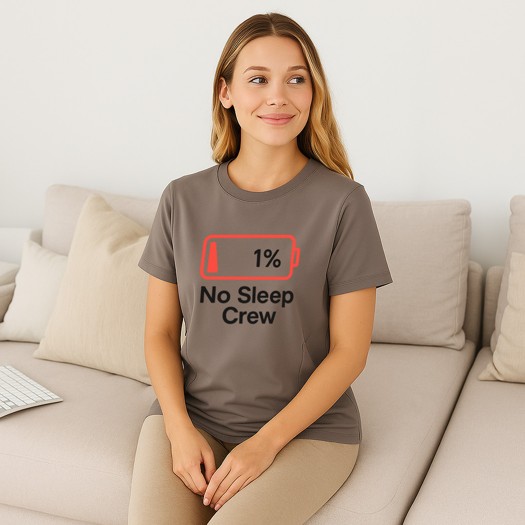 Postpartum Nursing Top | No Sleep Crew Slogan | 95% Cotton