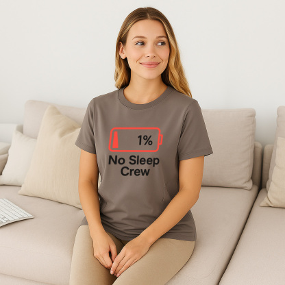 Postpartum Nursing Top | No Sleep Crew Slogan | 95% Cotton