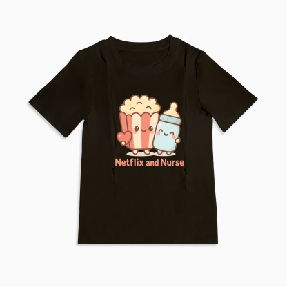 Netflix and Nurse Tee for Moms | Discreet Zipper for Easy Breastfeeding