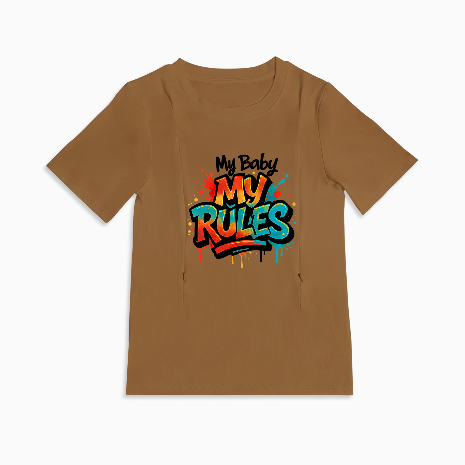 Cotton Nursing Top | "My Baby My Rules" | Easy Zipper Access