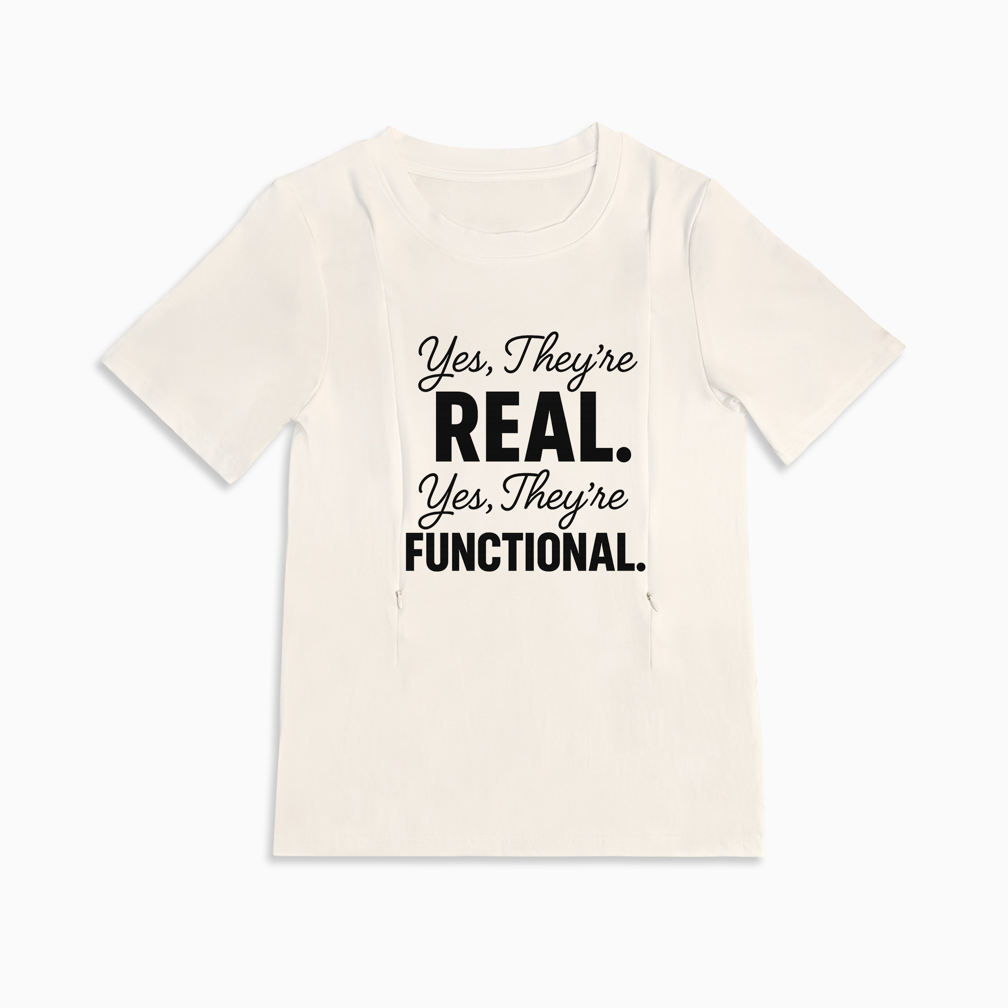Postpartum T-Shirt | Side Zip Nursing | "Yes They're Re | brand