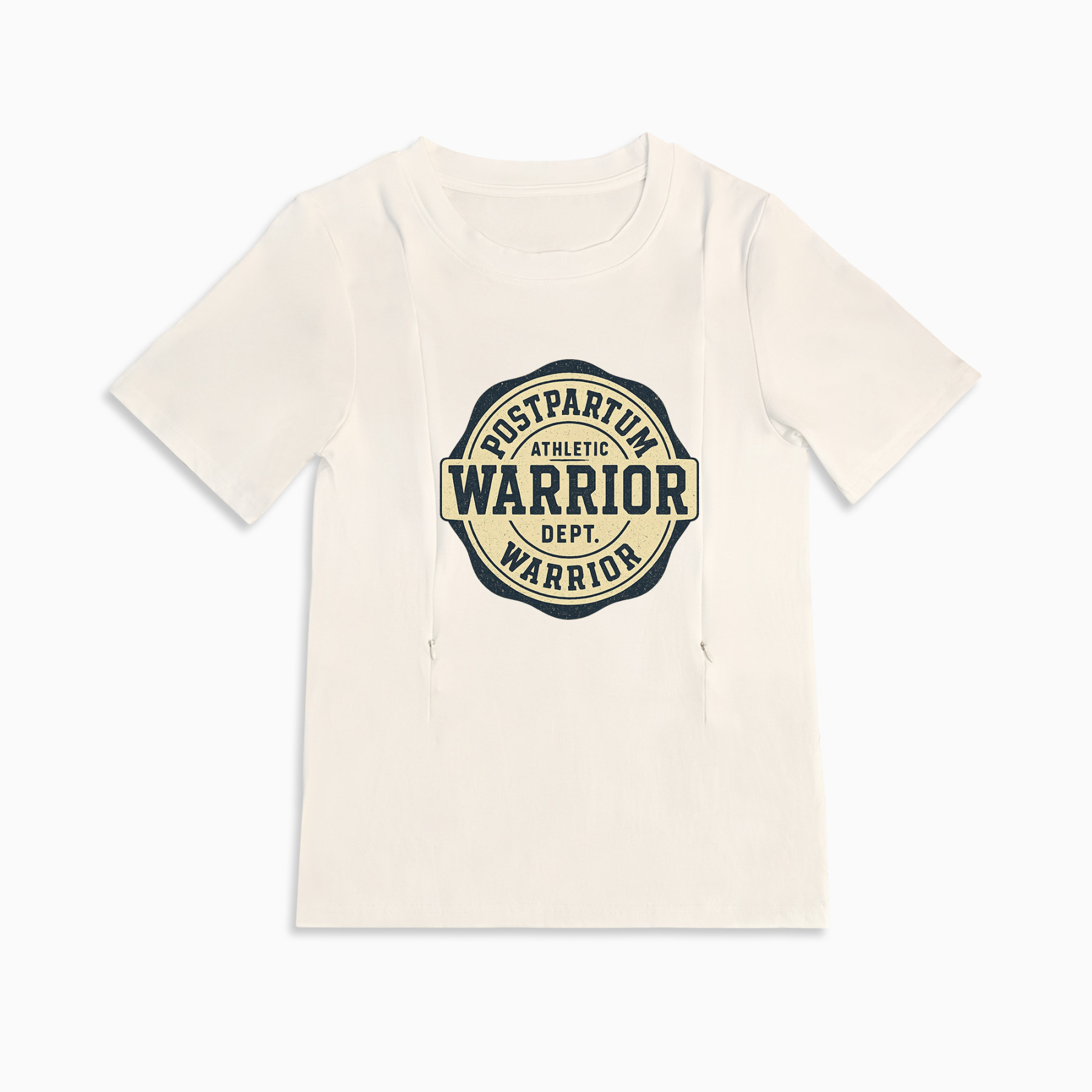 Side Zip Nursing Top for Moms | Postpartum Warrior Slogan