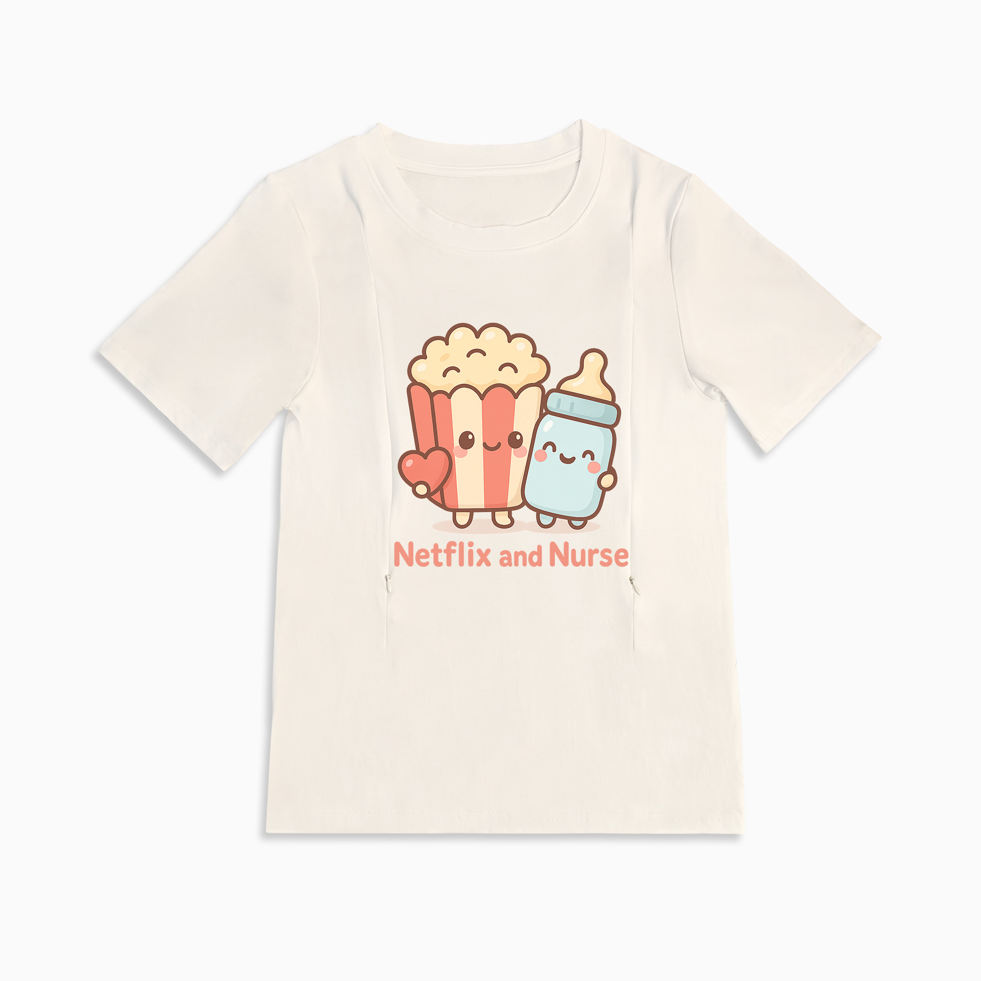 Netflix and Nurse Tee for Moms | Discreet Zipper for Easy Breastfeeding