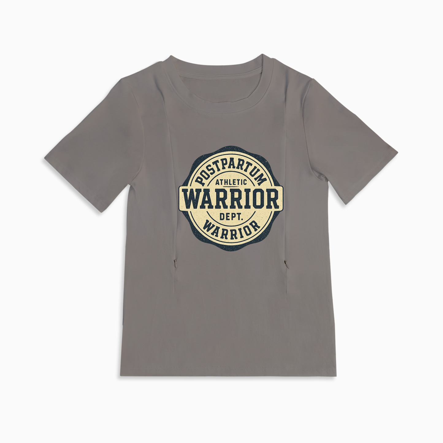 Side Zip Nursing Top for Moms | Postpartum Warrior Slogan