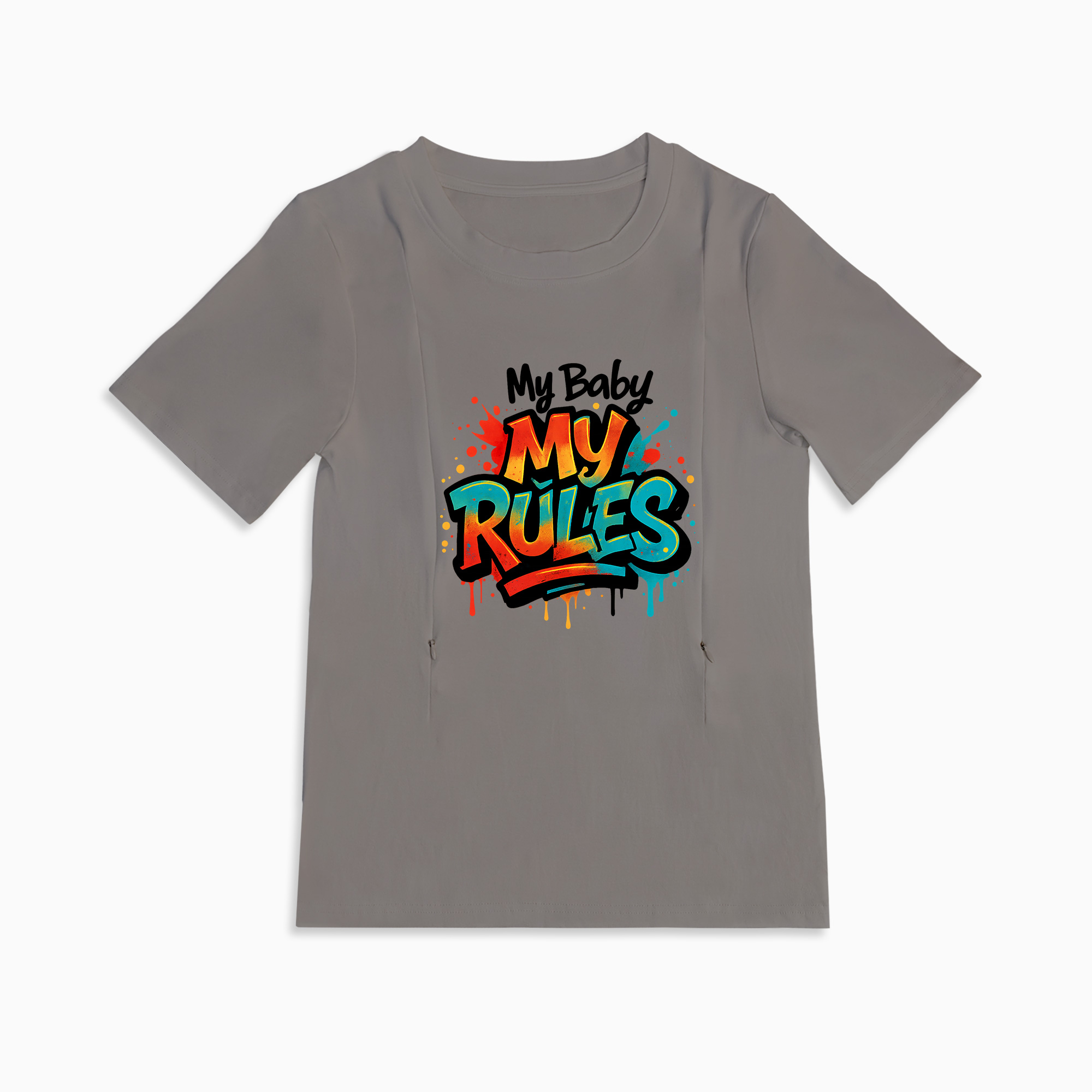 Cotton Nursing Top | "My Baby My Rules" | Easy Zipper Access