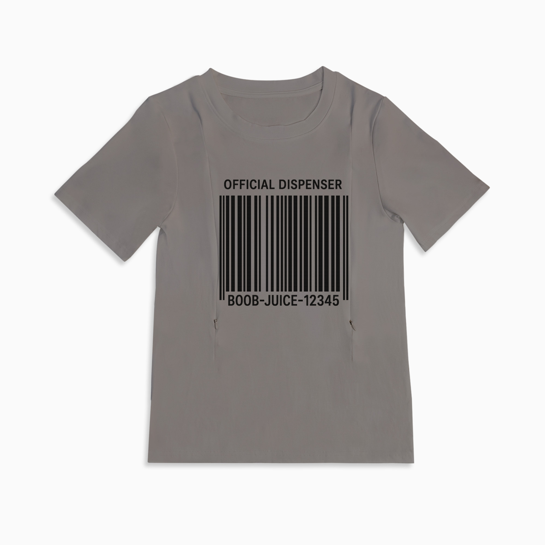 Postpartum T-Shirt for Nursing | Boob Juice Dispenser | Zipper Access