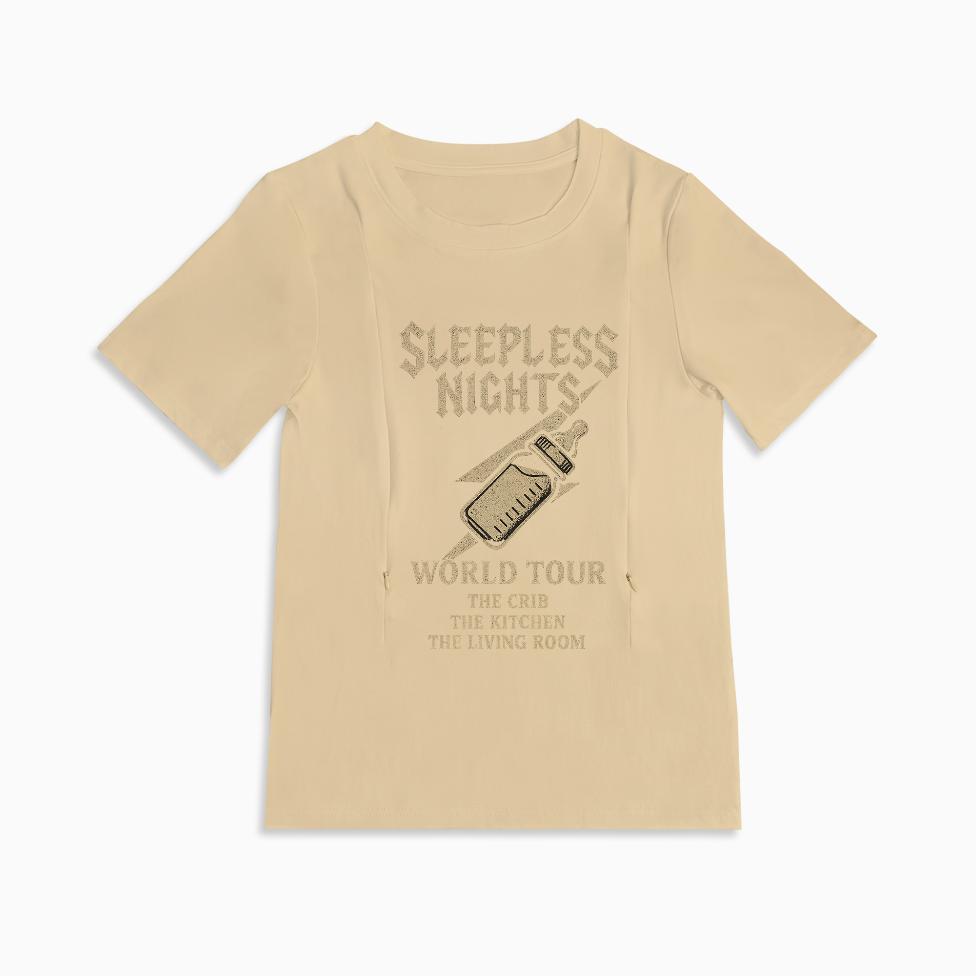 Mom Life Nursing Tee | "Sleep? Never Heard of Her" | Hidden Side Zippers
