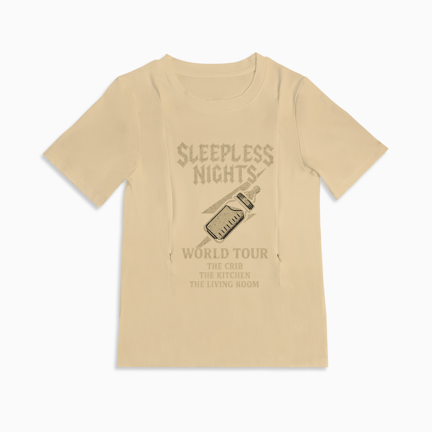 Mom Life Nursing Tee | "Sleep? Never Heard of Her" | Hidden Side Zippers