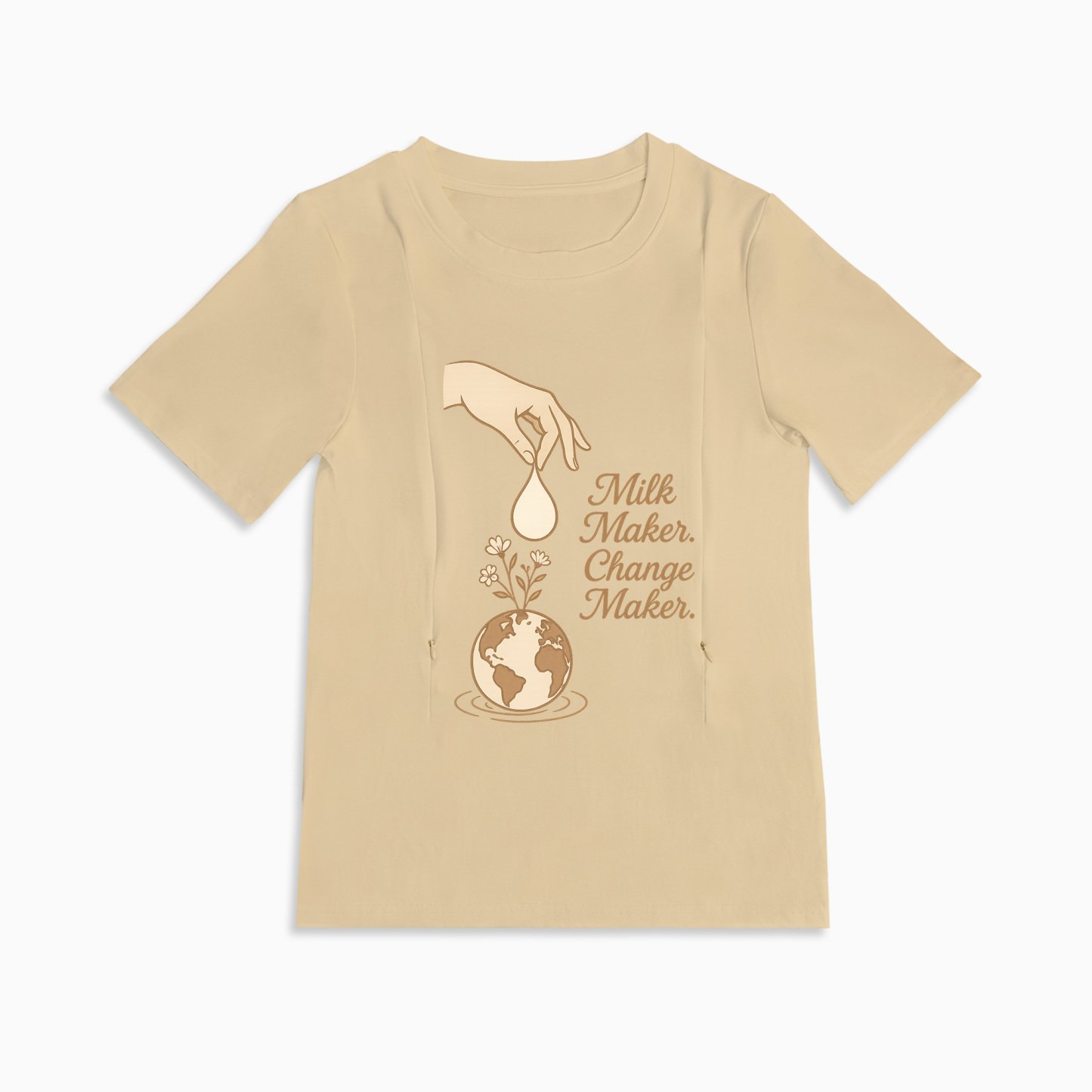 Milk Maker & Change Maker Breastfeeding Tee | Hidden Zippers for Easy Feeding