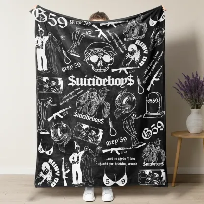 Retro Punk Full Wrap Print Blanket
