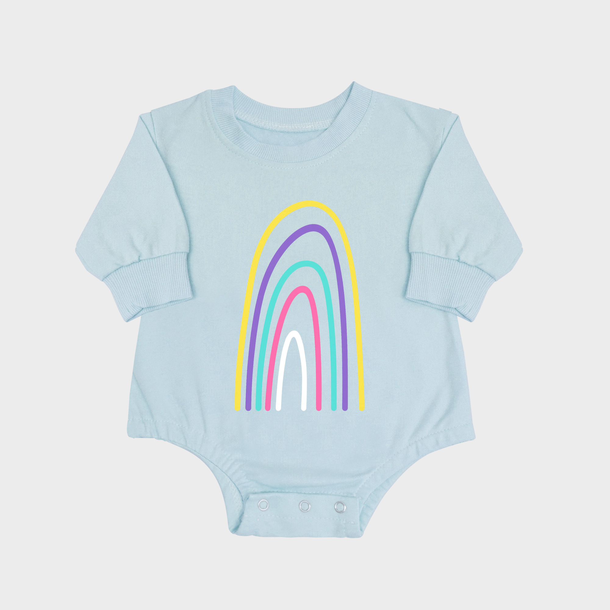 Rainbow Long-sleeved Triangle Onesies Aqua baby romper