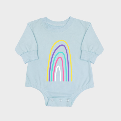 Rainbow Long-sleeved Triangle Onesies Aqua baby romper
