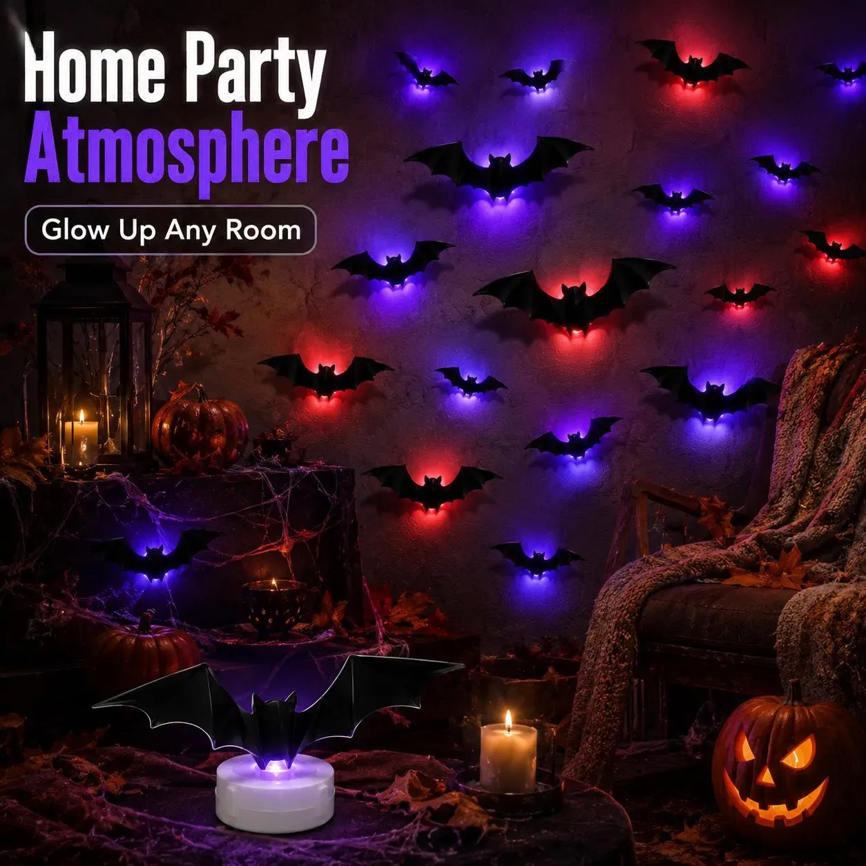 Halloween Spooky 3D Bat Light LED Decorations