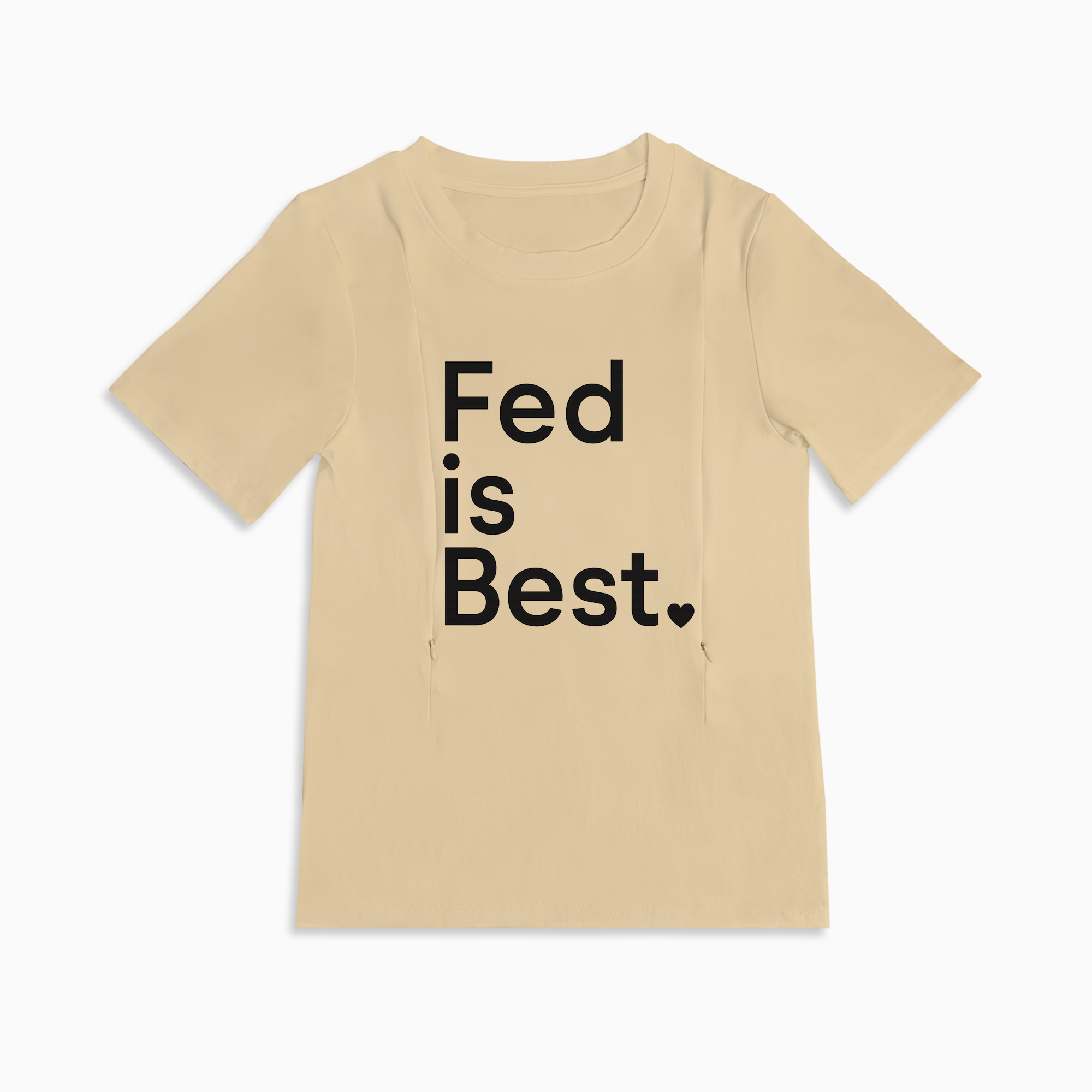 Zipper Nursing T-Shirt | "Fed Is Best" Slogan | Soft Cotton