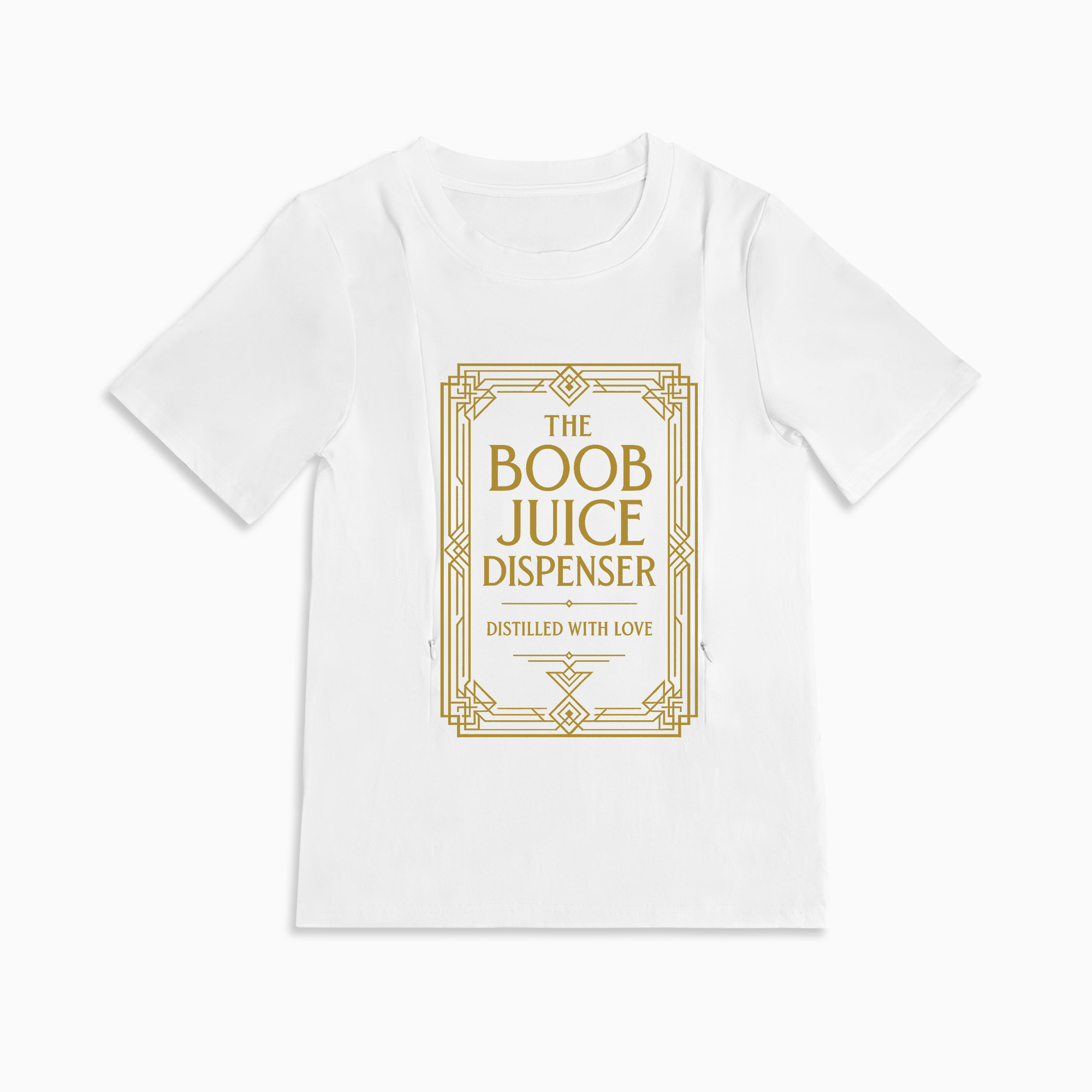 Zipper Nursing Tee for Moms | Boob Juice Dispenser Funny Slogan