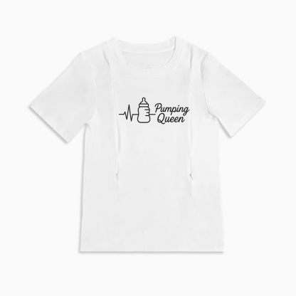 Breastfeeding & Pumping T-Shirt | "Pumping Queen" Graphic | Side Zips