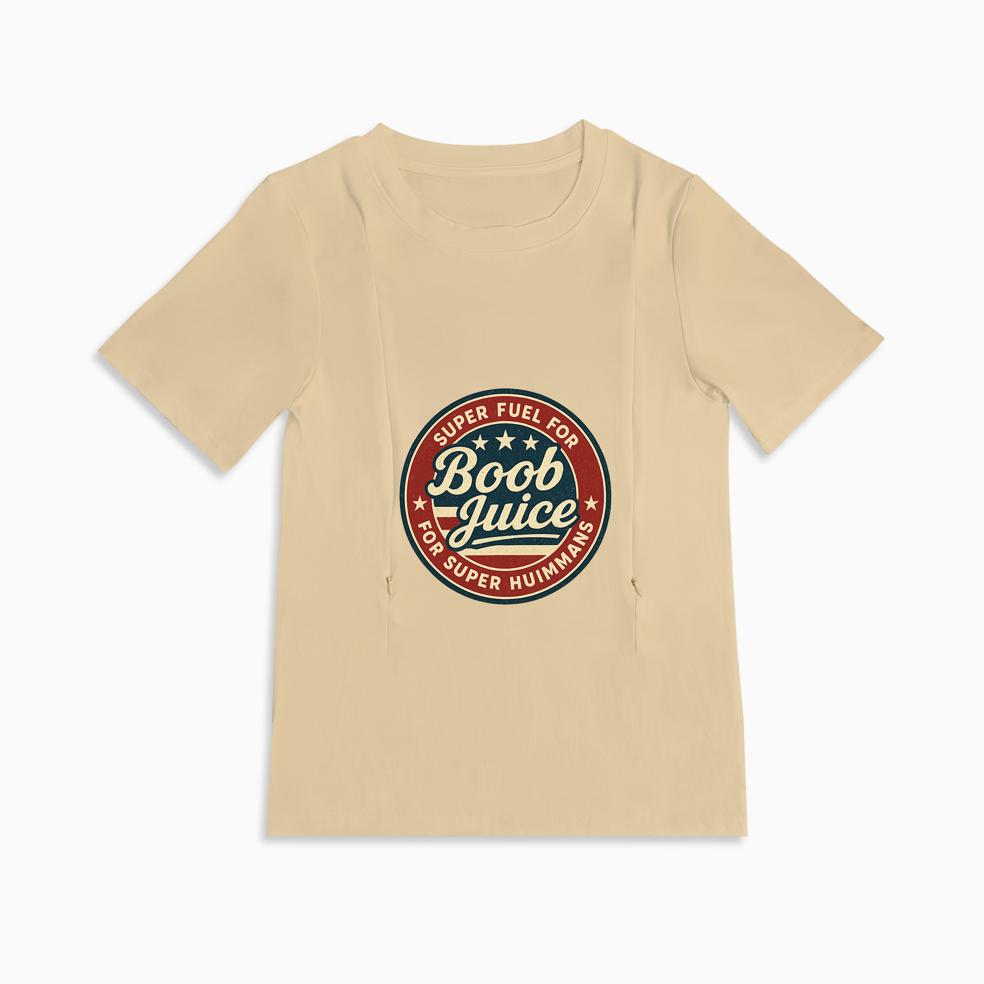 Funny Nursing Tee "Boob Juice" | Soft Cotton Shirt with Zipper Access