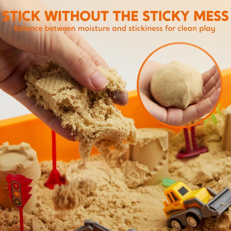 Children's Architecture-Themed Sensory Sandpit Play Set& Trucks for Kids 3+