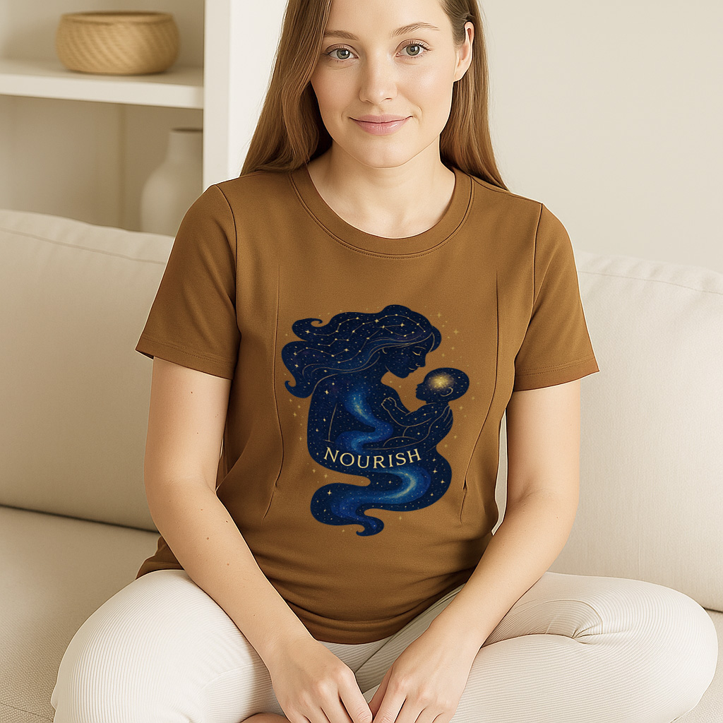 Cotton Breastfeeding T-Shirt with Zippers | The Nourish Tee