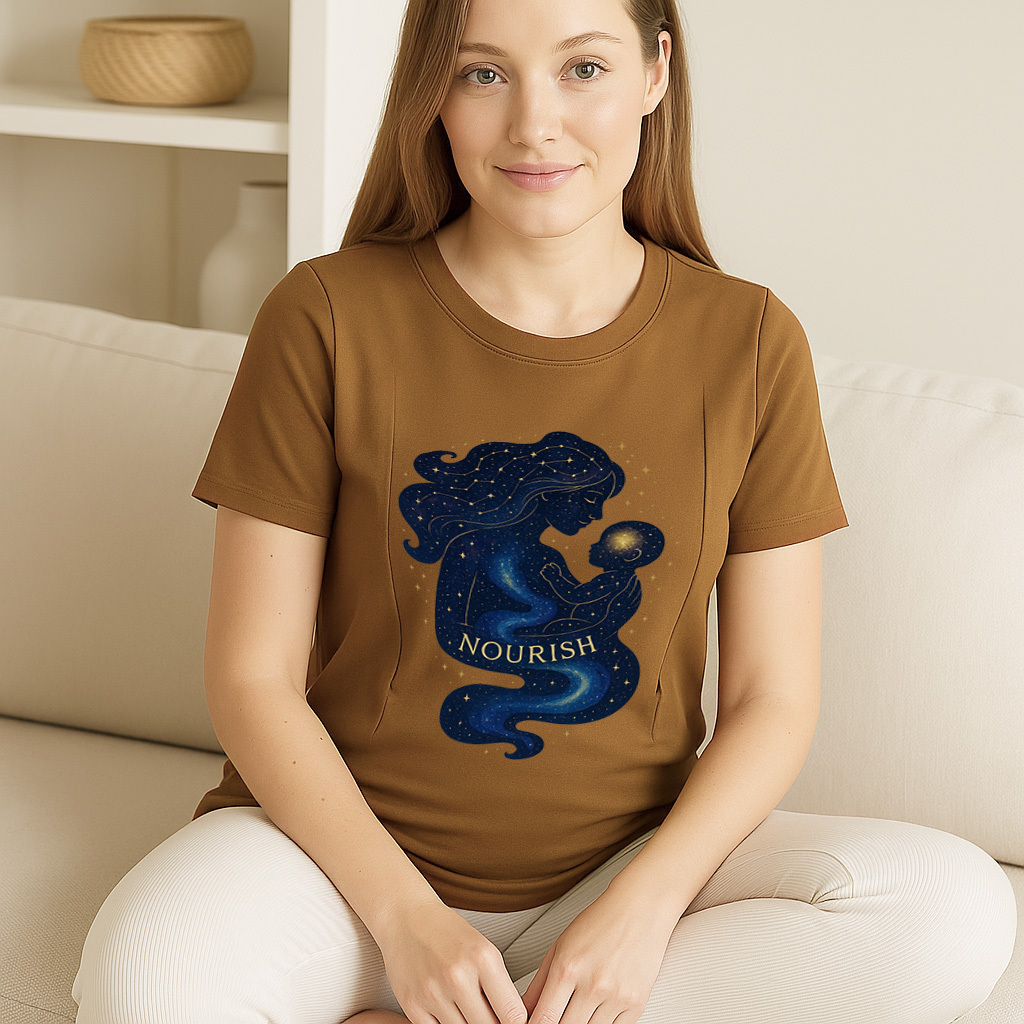 Cotton Breastfeeding T-Shirt with Zippers | The Nourish Tee