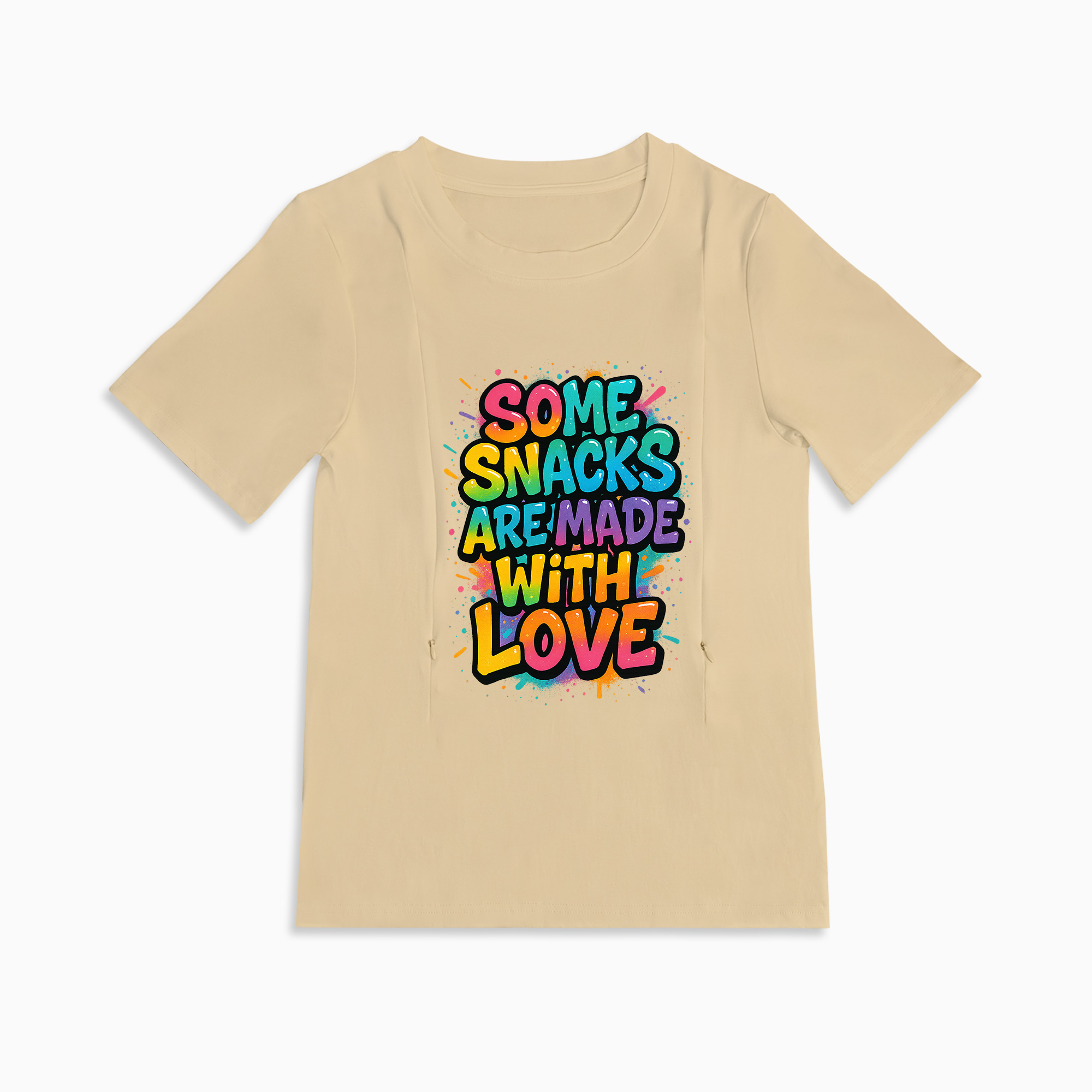 Playful Nursing T-Shirt | Easy Side Zipper Access | "Snacks Made with Love"