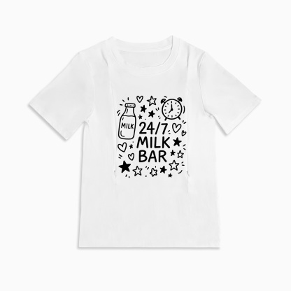 Breastfeeding T-Shirt for New Moms | 24/7 Milk Bar Funny Slogan