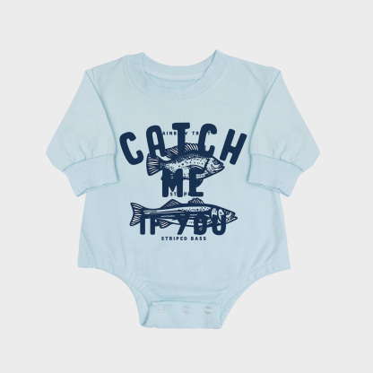 Fishing Long-sleeved Triangle Onesies Aqua baby romper